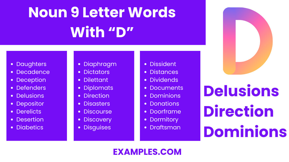 noun 9 letter words with d