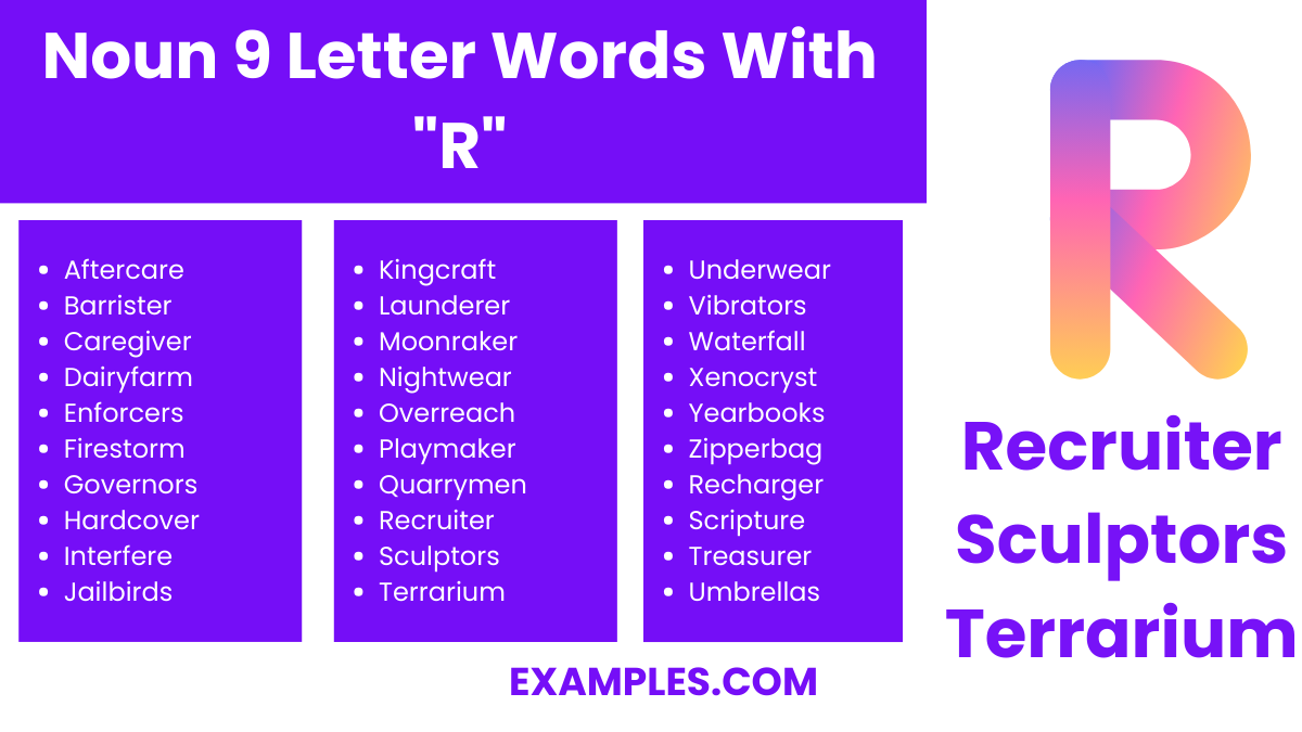 noun 9 letter words with r