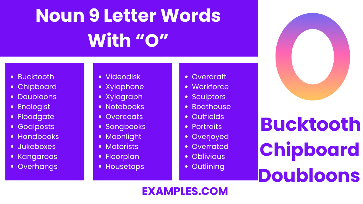 noun 9 letters words with o