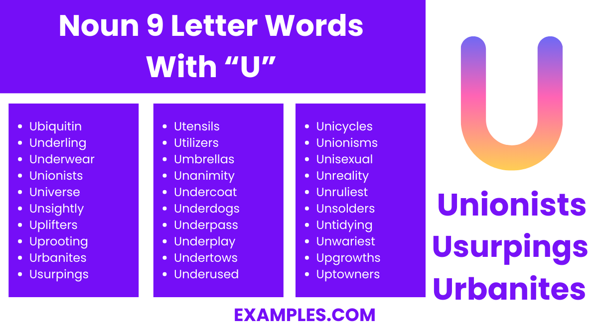 noun 9 letters words with u