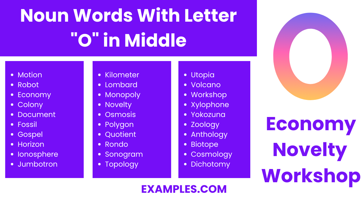 noun words with letter o in middle