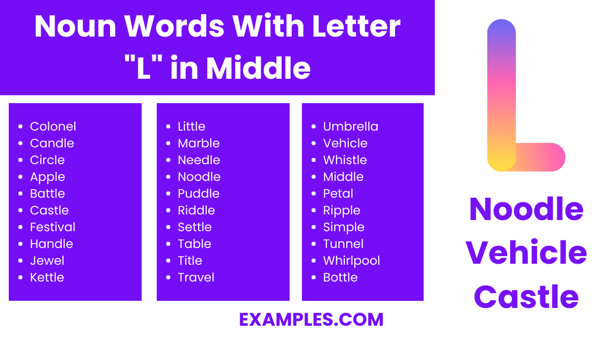 noun words with letter l in middle