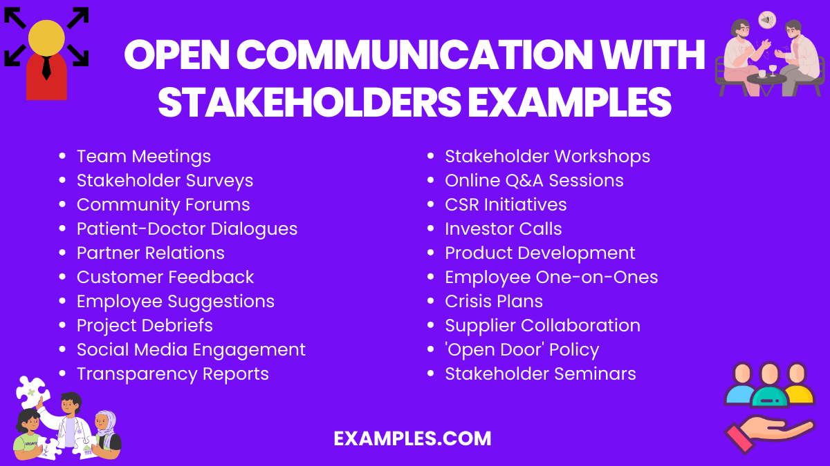 open communication with stakeholder examples