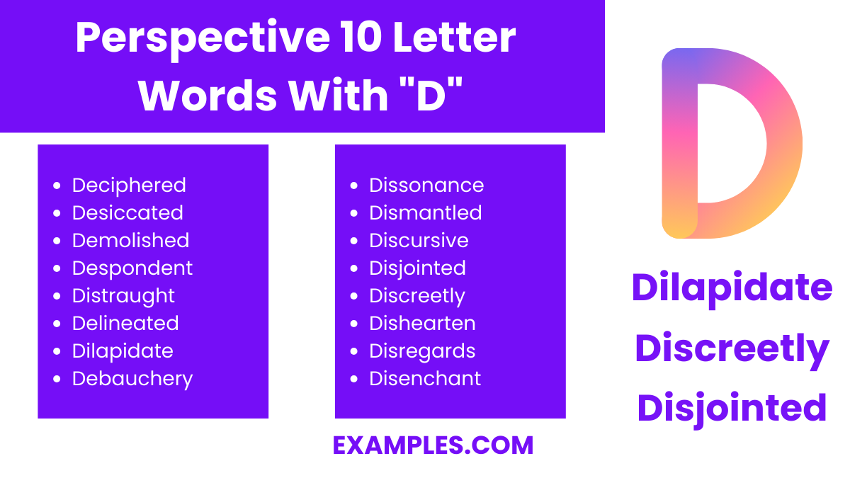 perspective 10 letter words with d