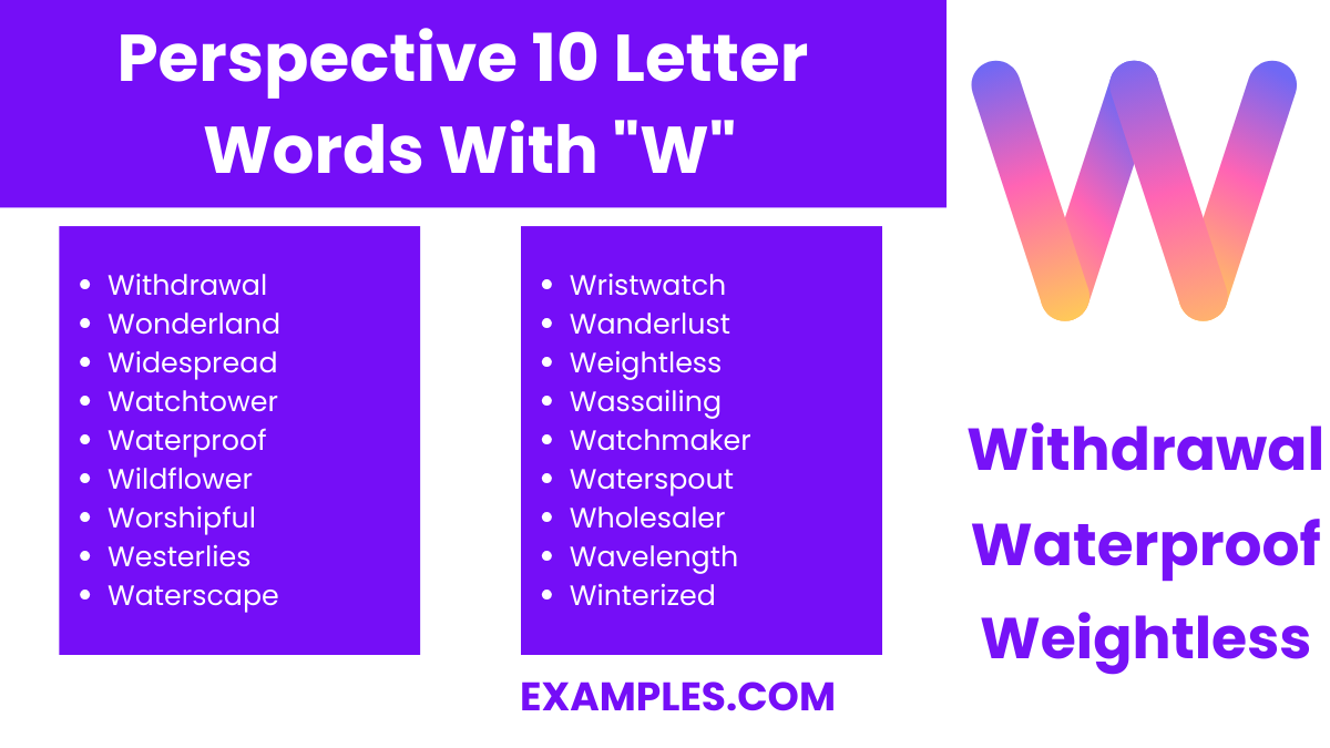 perspective 10 letter words with w