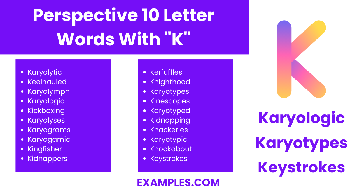 perspective 10 letter words with with k