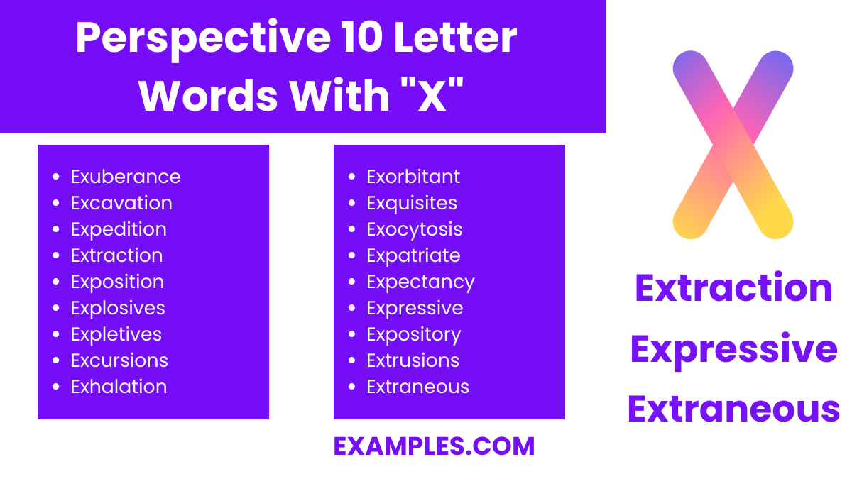 perspective 10 letter words with x