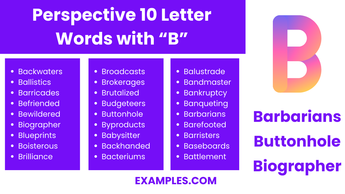 perspective 10 letter words with b