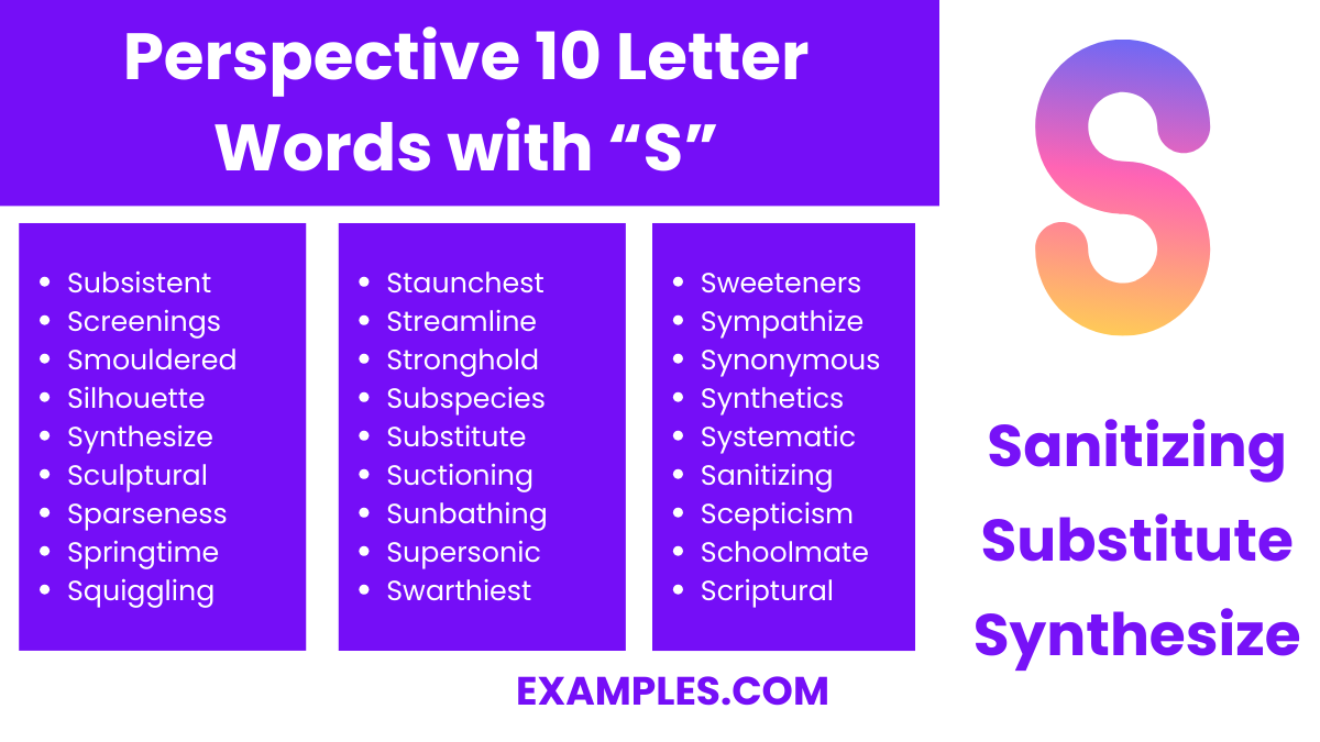 perspective 10 letter words with s