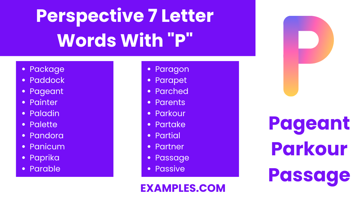 perspective 7 letter words with p