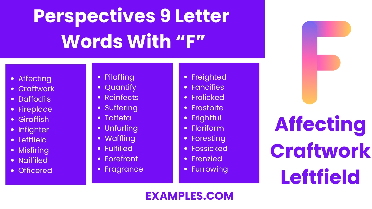 perspective 9 letter words with f