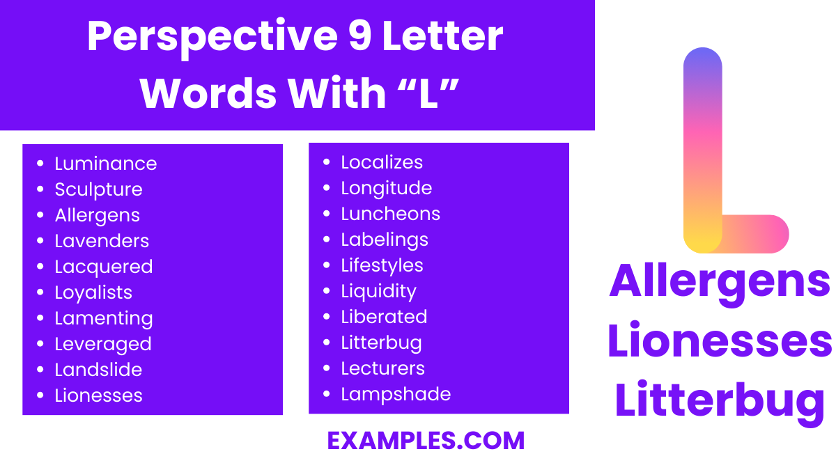 perspective 9 letter words with l