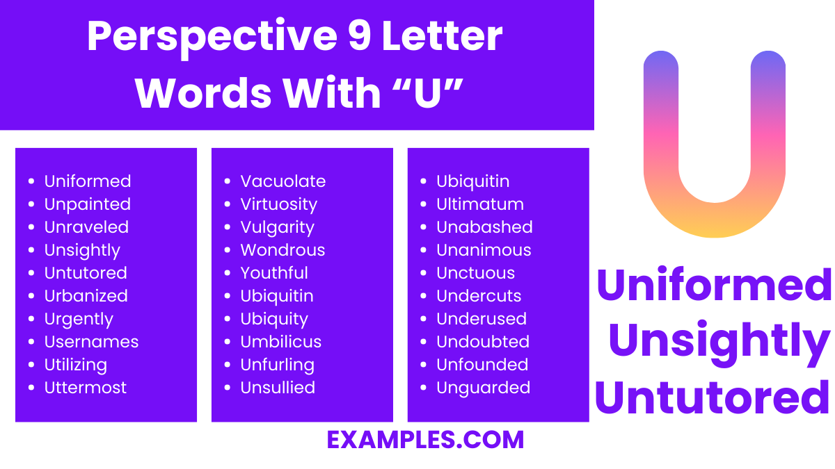 perspective 9 letter words with u
