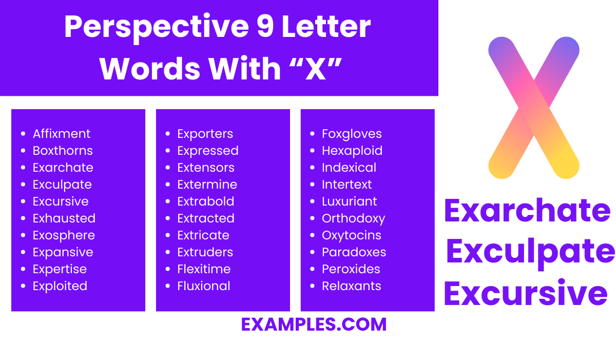 perspective 9 letter words with x