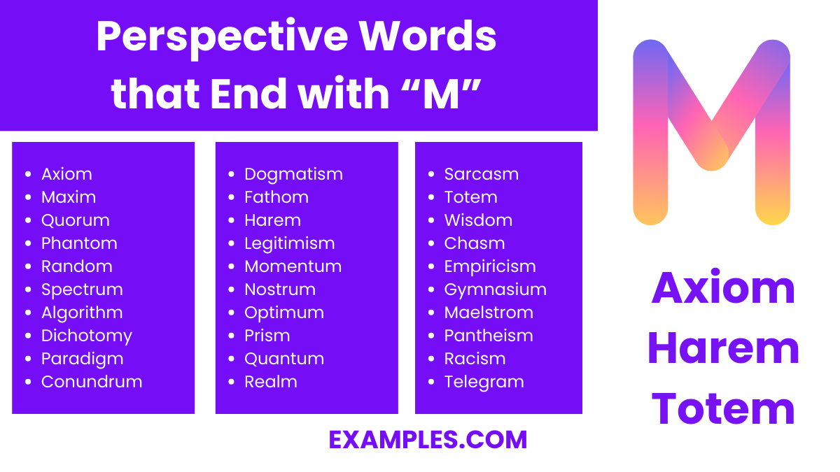 perspective word that end with m