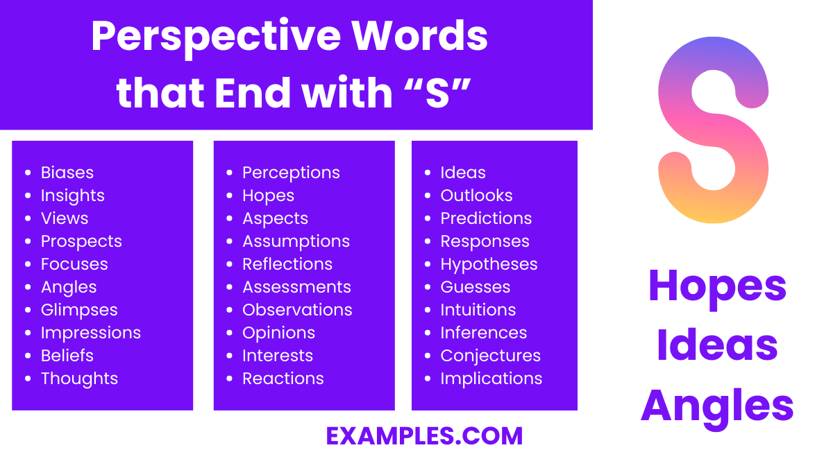 perspective word that end with s