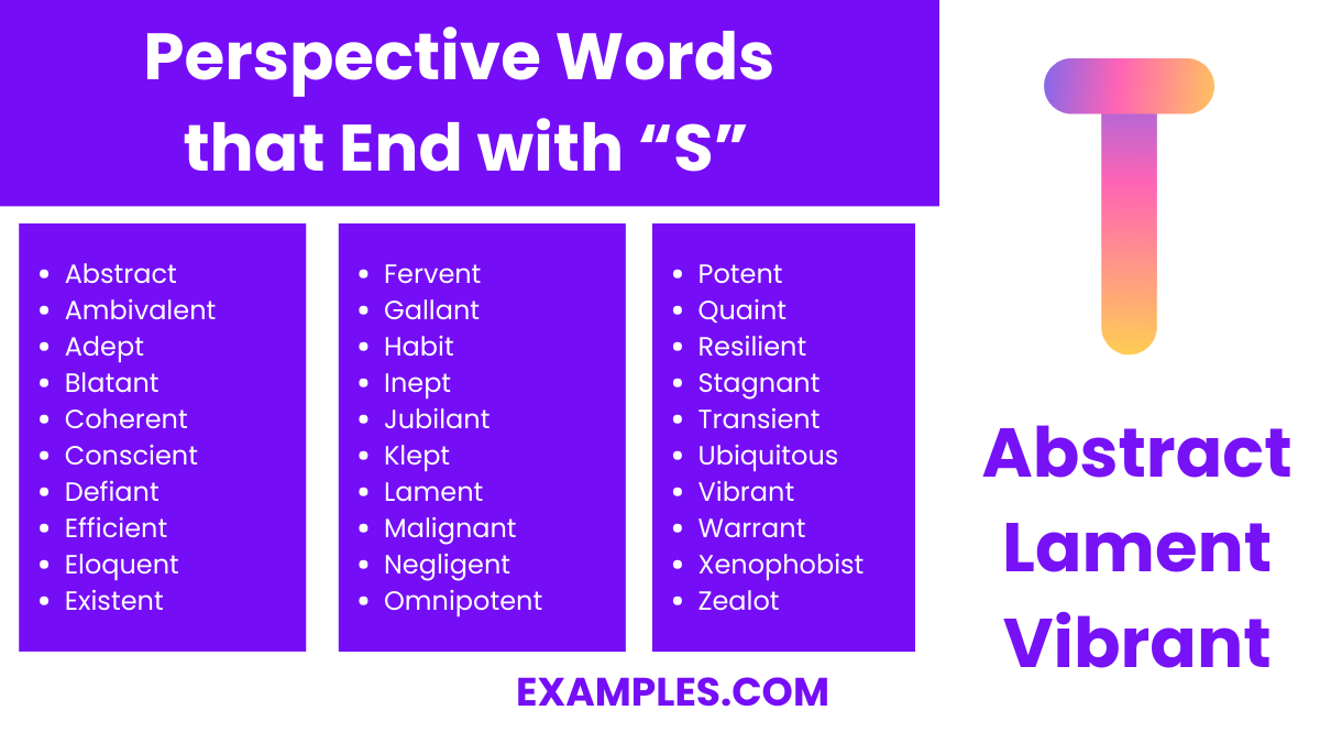 perspective word that end with t