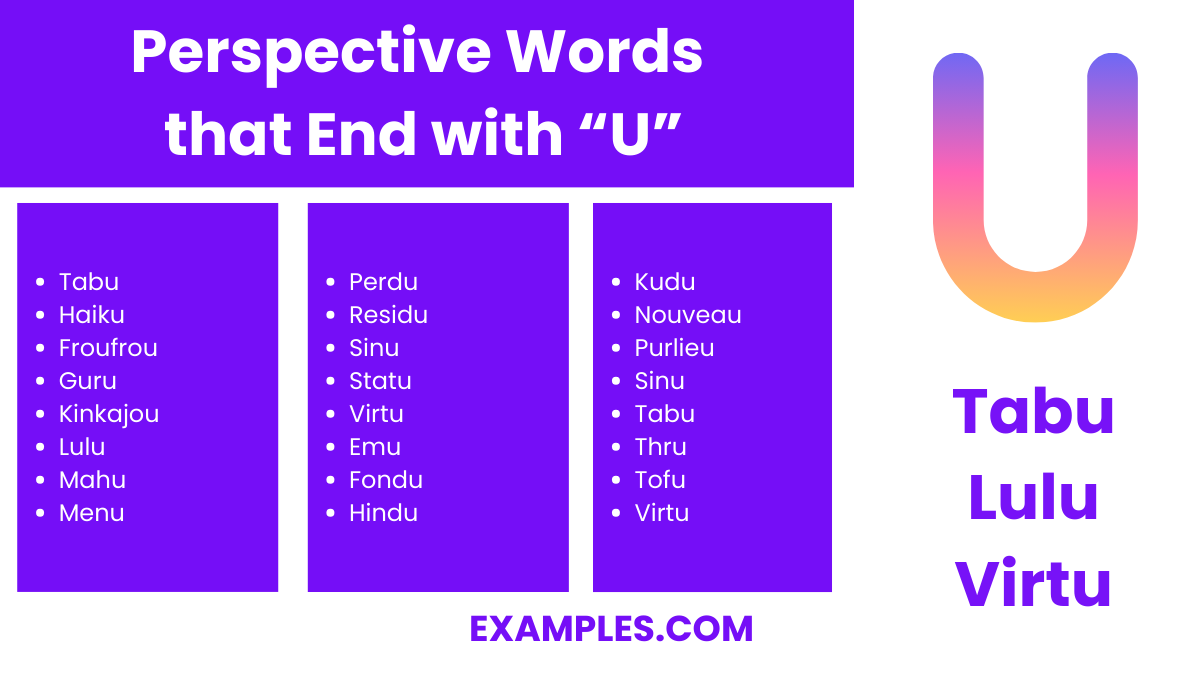 perspective word that end with u