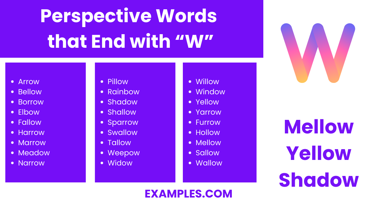 perspective word that end with w