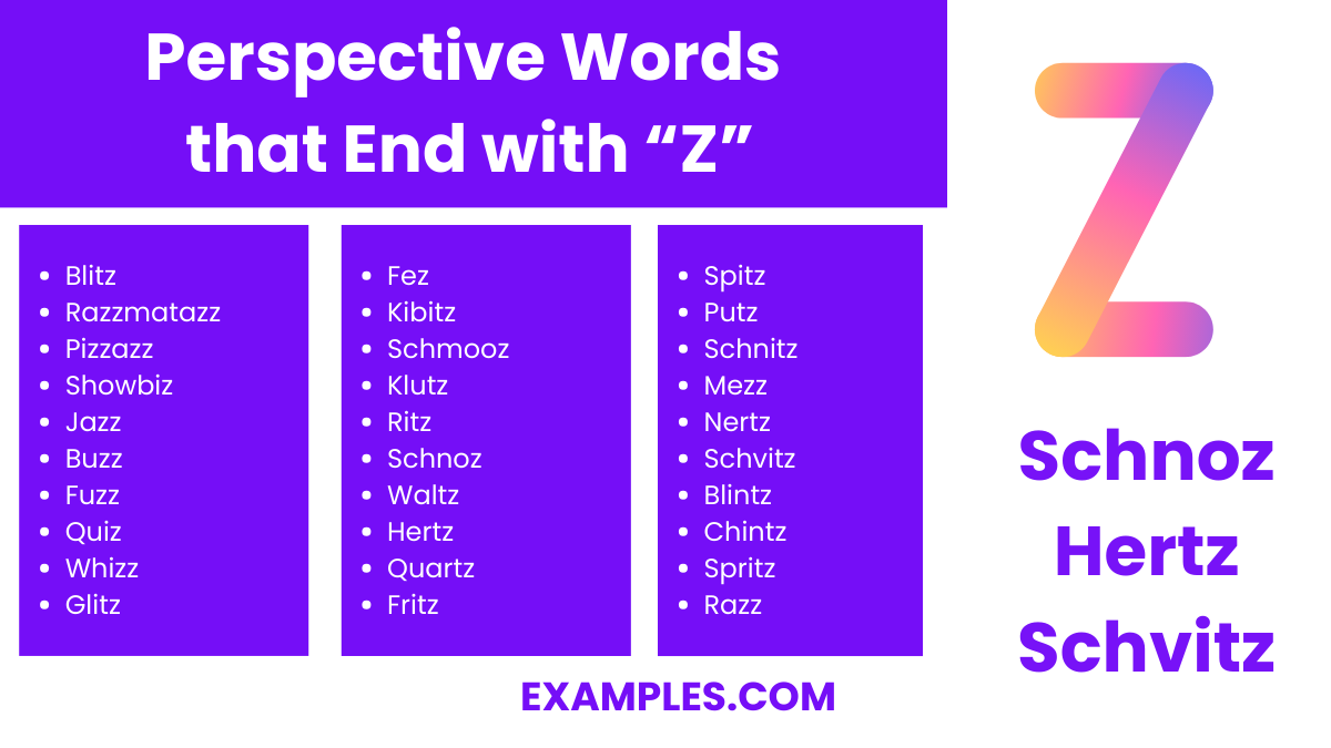 perspective word that end with z