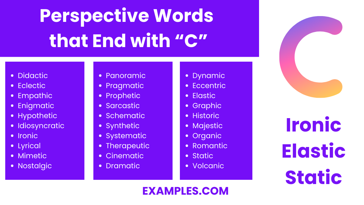 perspective words that end with c