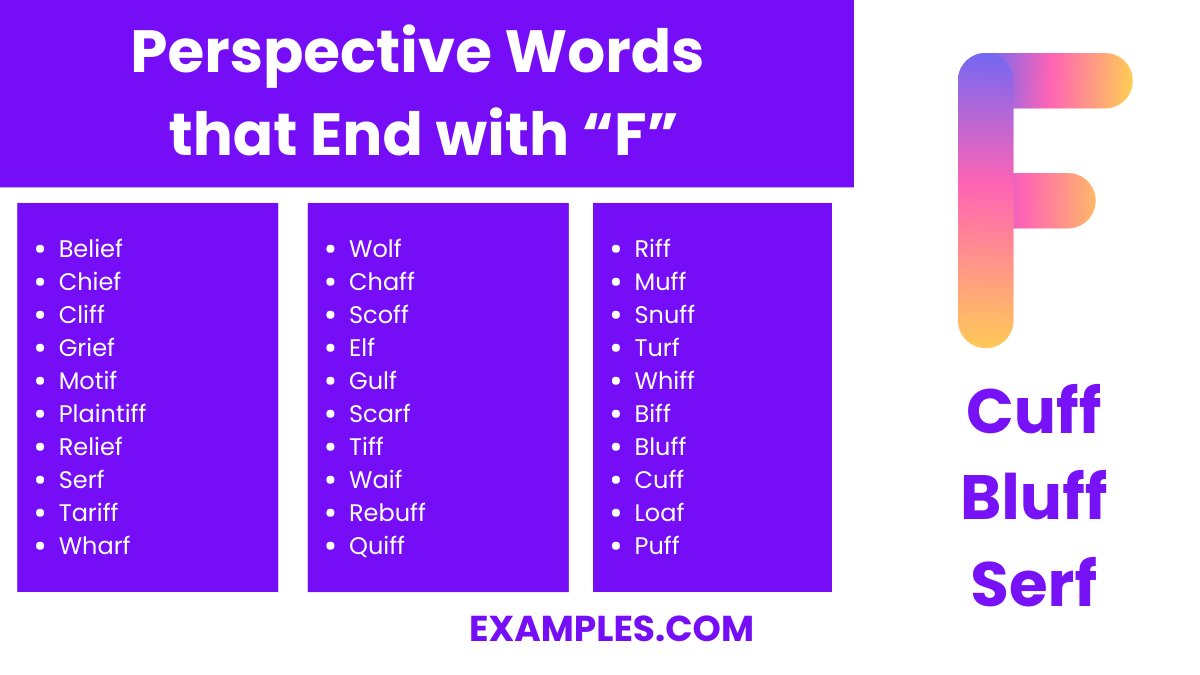perspective words that end with f
