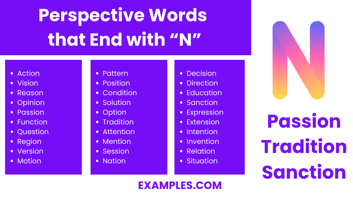 perspective words that end with n