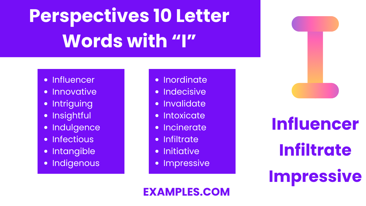perspectives 10 letter words with i