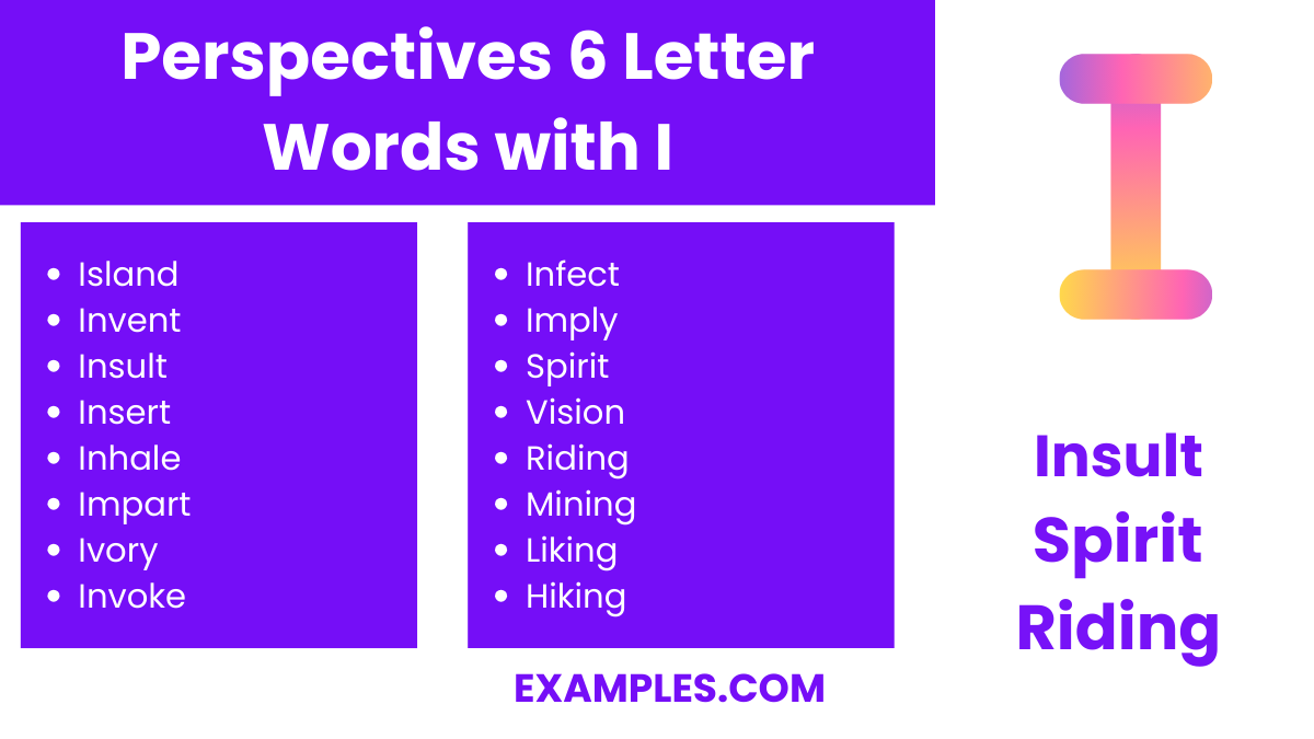 perspectives 6 letter words with i