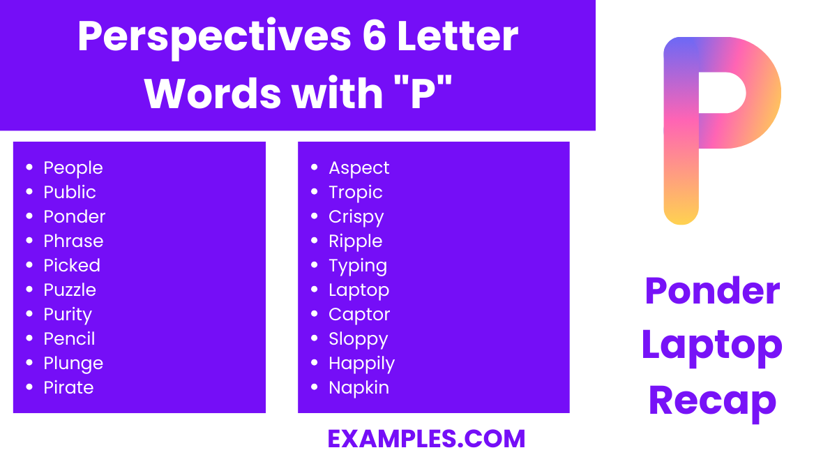 perspectives 6 letter words with p