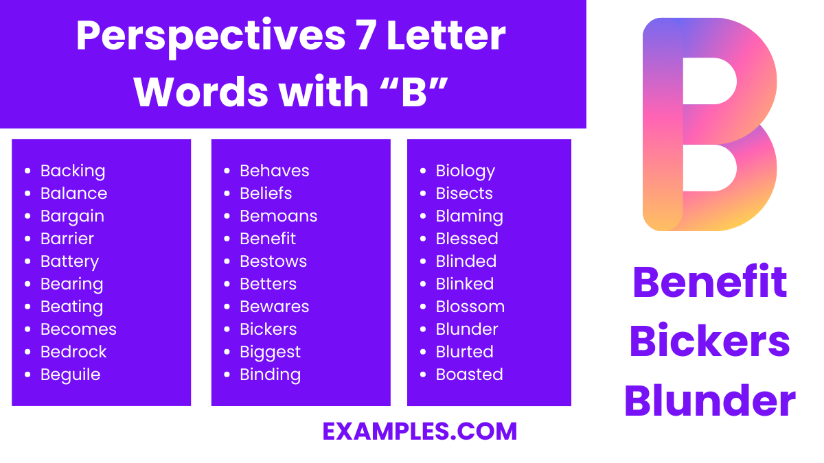 perspectives 7 letter words with b
