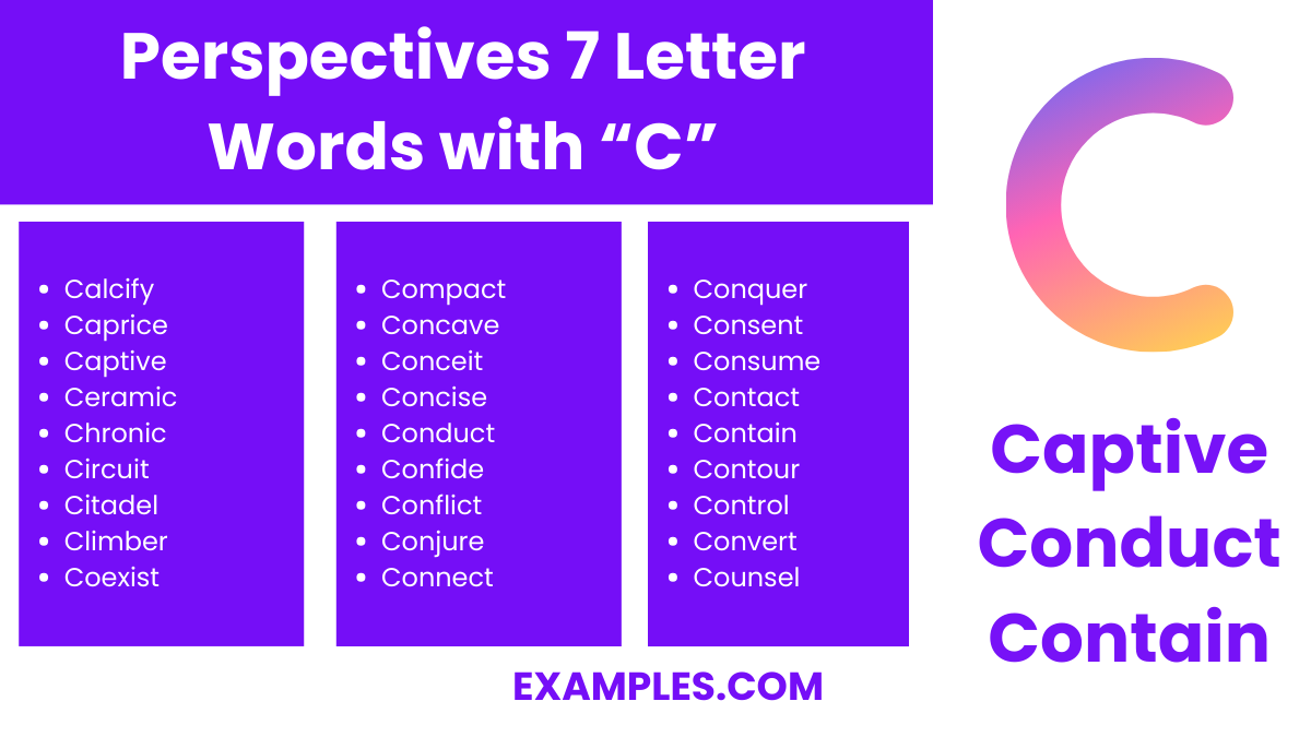 perspectives 7 letter words with c