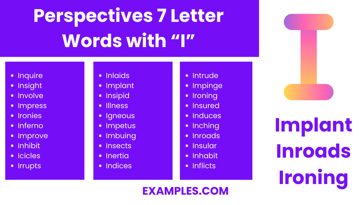 perspectives 7 letter words with i