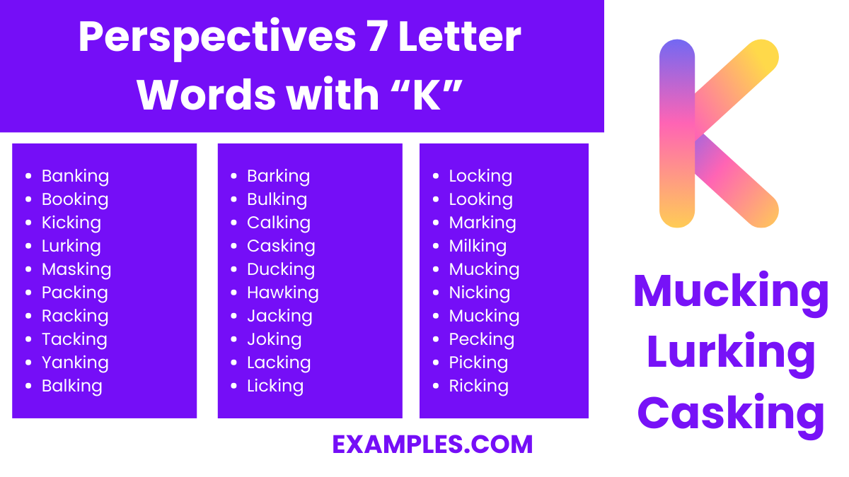 perspectives 7 letter words with k