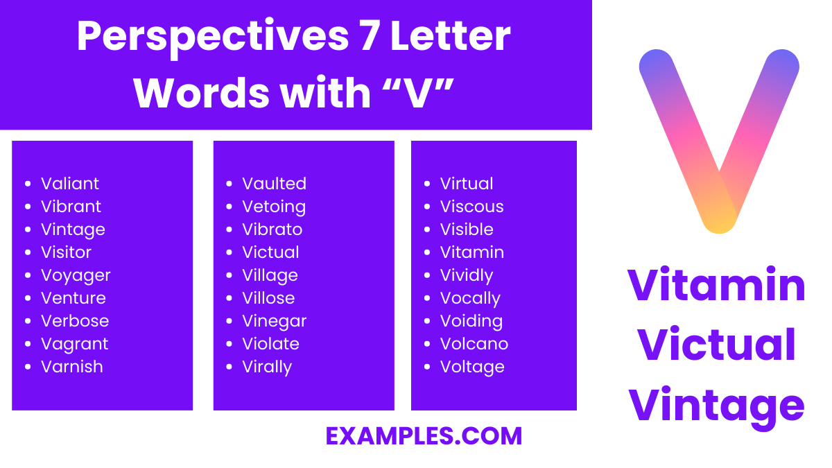 perspectives 7 letter words with v