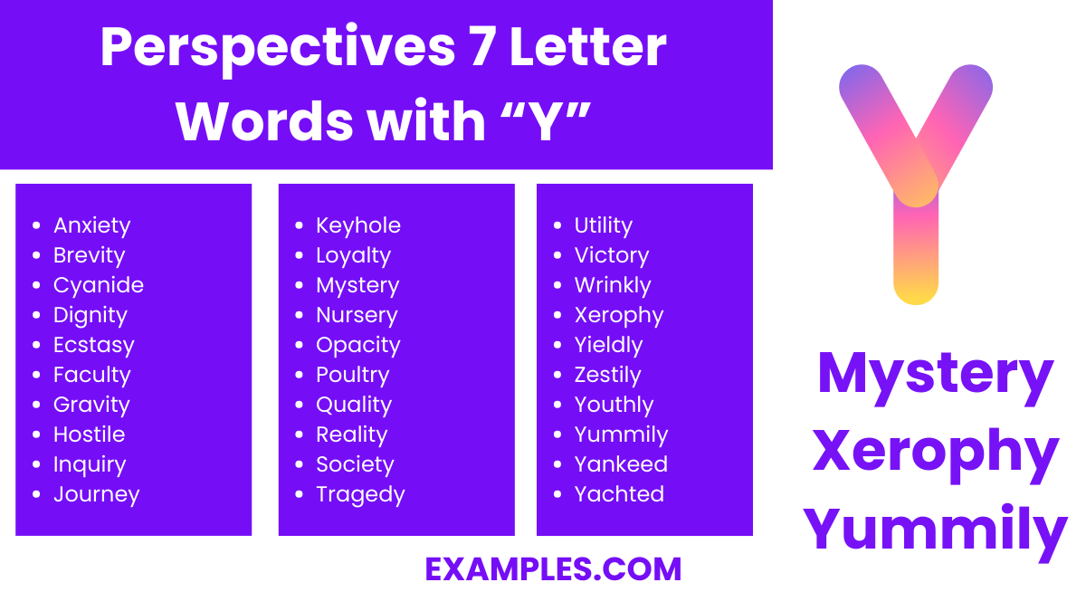 perspectives 7 letter words with y