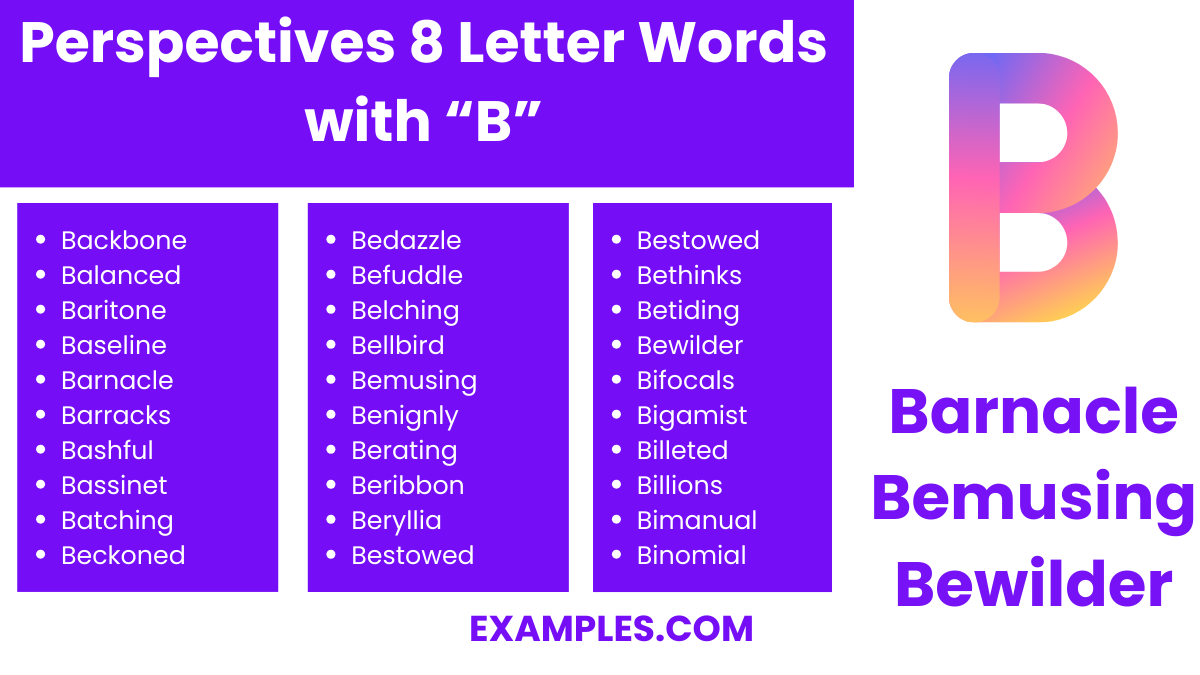 perspectives 8 letter words with b