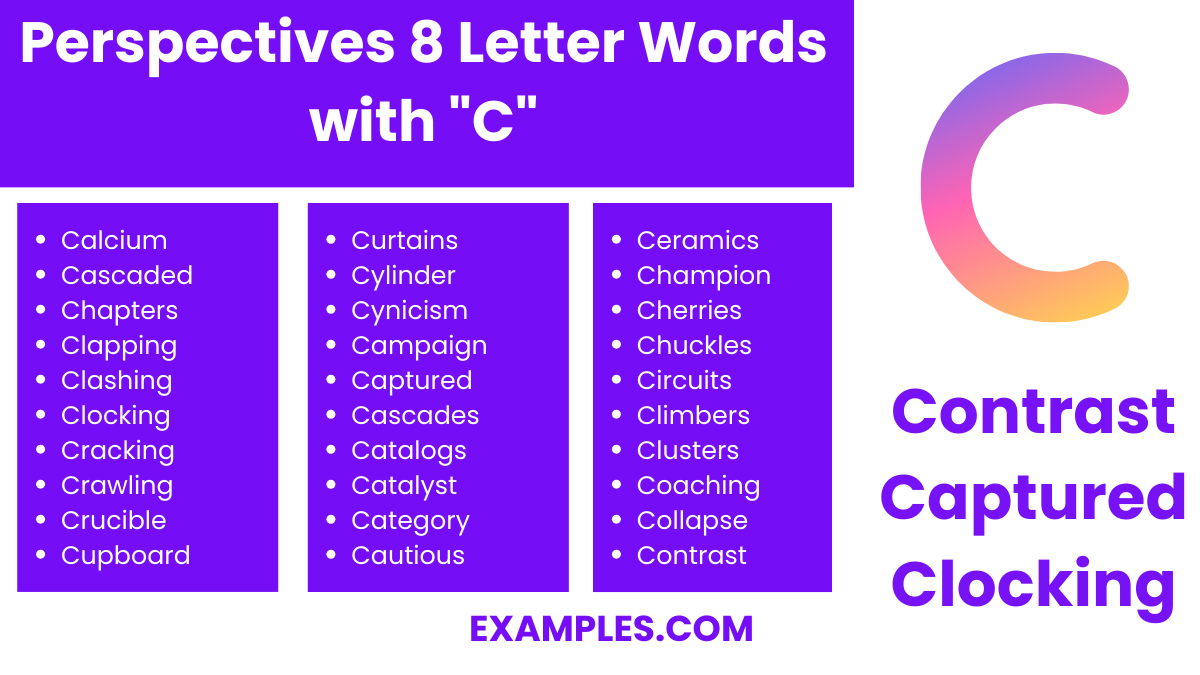 perspectives 8 letter words with c