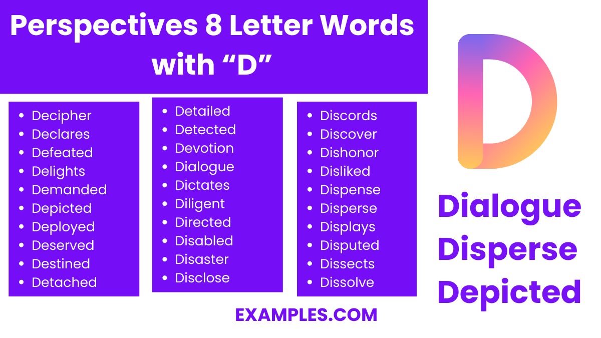 perspectives 8 letter words with d