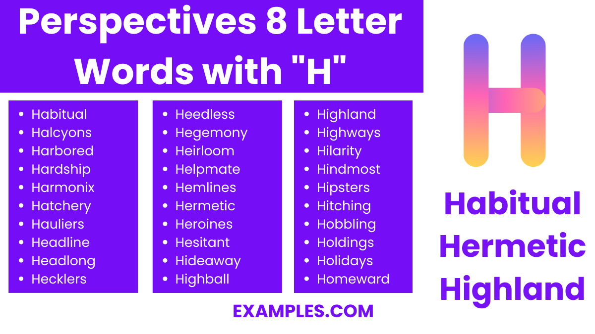 perspectives 8 letter words with h