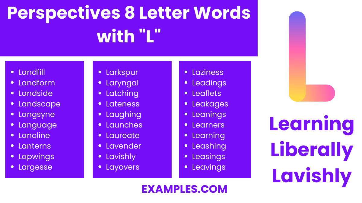 perspectives 8 letter words with l