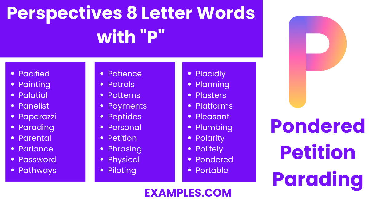 perspectives 8 letter words with p