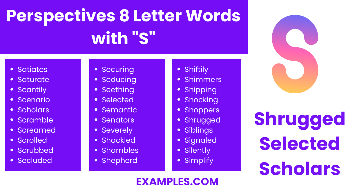 perspectives 8 letter words with s