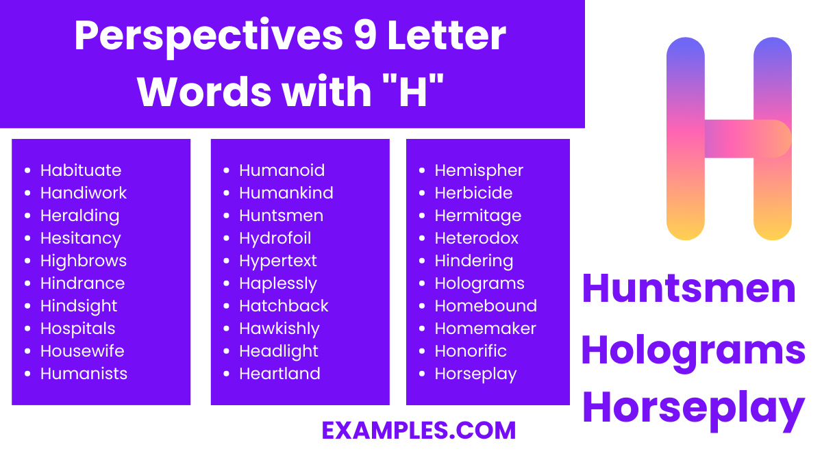 perspectives 9 letter words with h