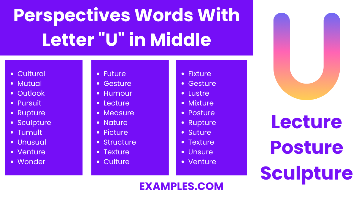perspectives words with letter u in middle