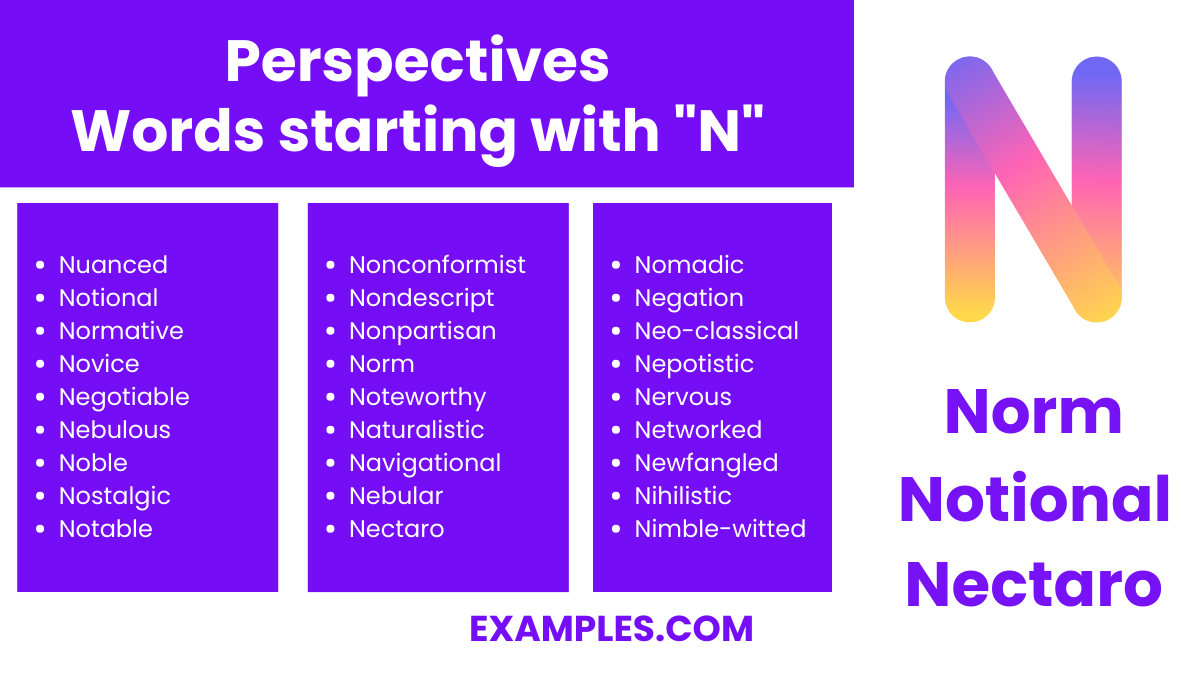 perspectives words start with n