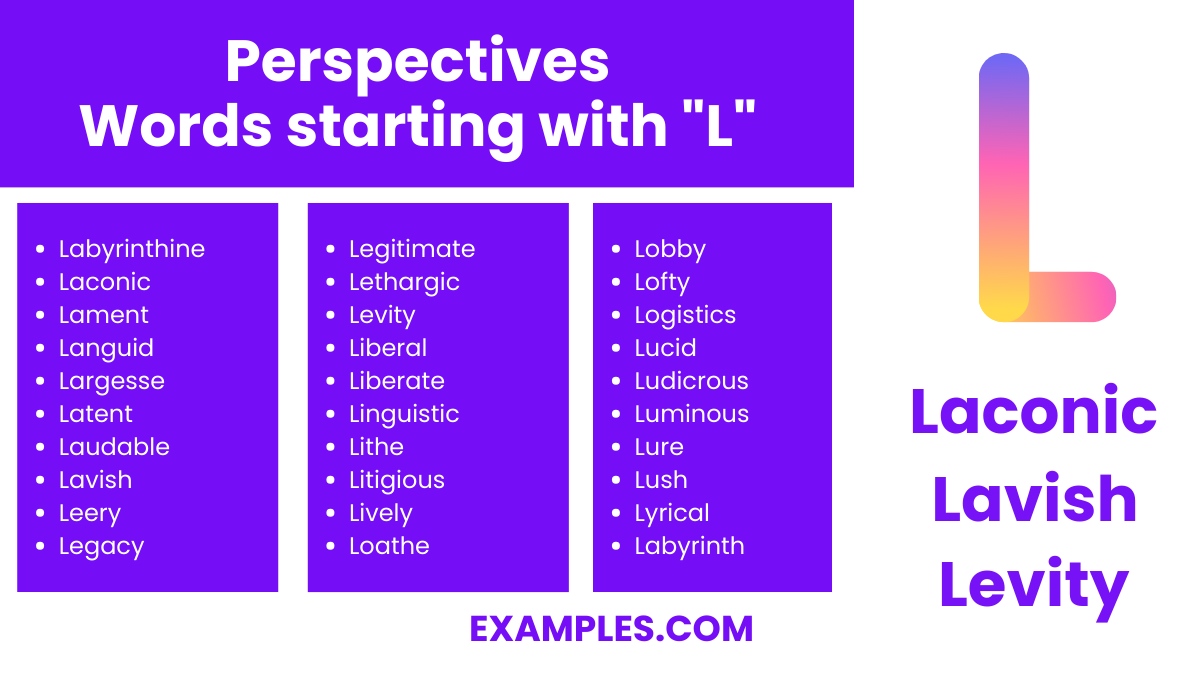 perspectives words starting with l