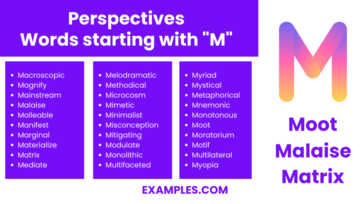 perspectives words starting with m