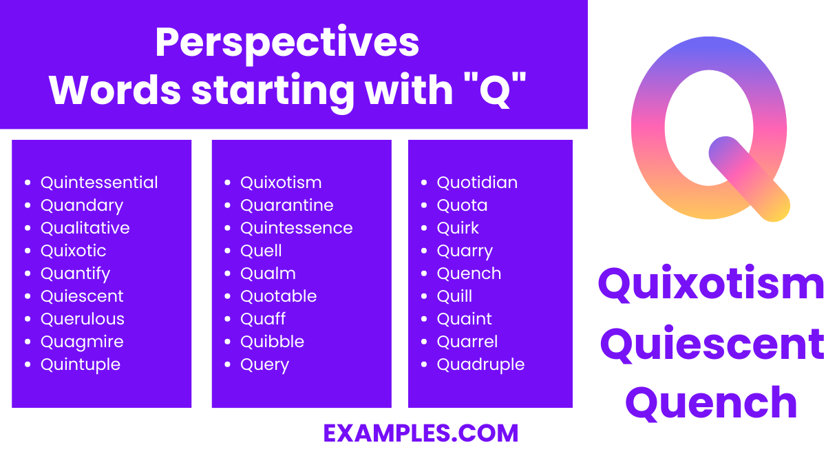 perspectives words starting with q