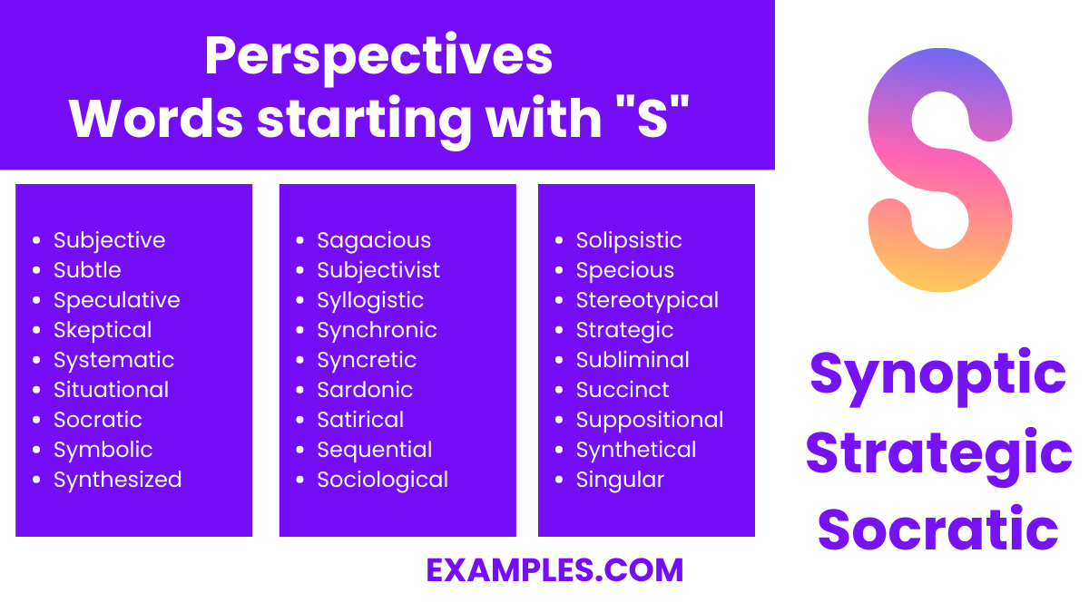 perspectives words starting with s